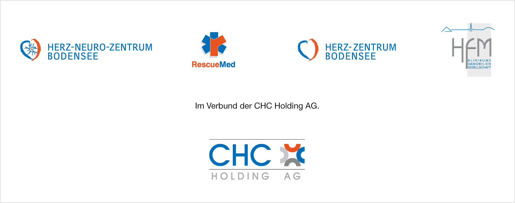 5 Logos zeigen die Unternehmen der CHC Holding AG